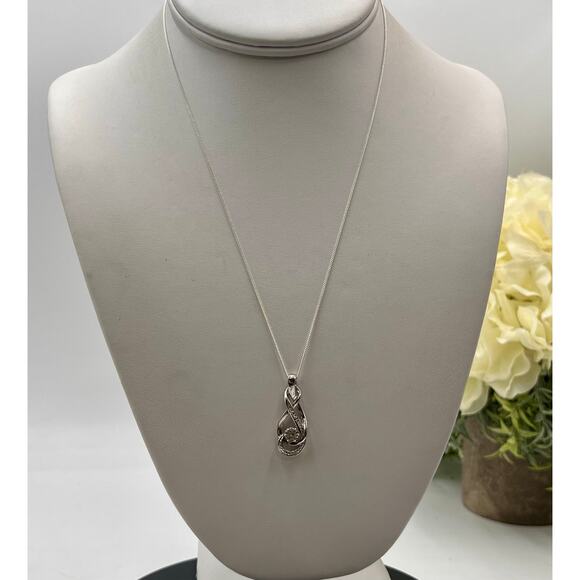 Kay‎ Jewelers Sterling Silver and Diamond Infinity Knot Pendant Necklace - Picture 1 of 10